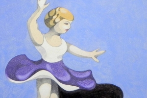 Little dancer I. Oil, pencil and charcoal on paper, 30 x 30 cm, 2001