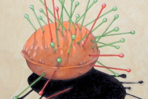 pincushion IV. Oil, pencil and charcoal on paper, 30 x 30 cm, 2012