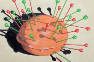 pincushion I. Oil, pencil and charcoal on paper, 30 x 30 cm, 2012